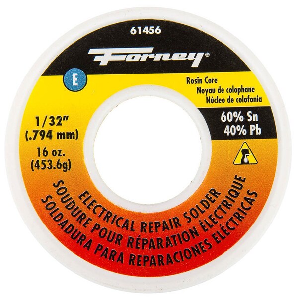 Forney Solder, Electrical Repair, Rosin Core, 1/32 in, 16 Ounce 61456 - main